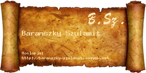 Baranszky Szulamit névjegykártya